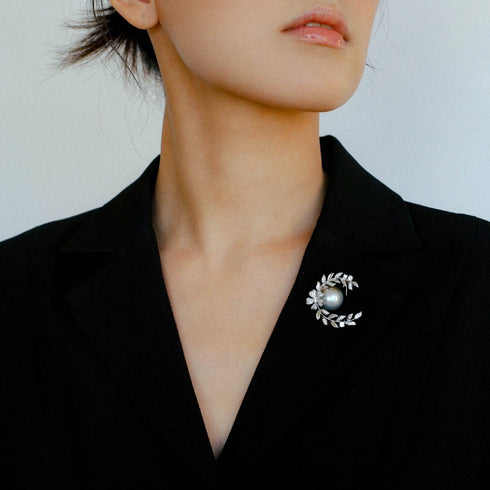 Grey Mabe Pearl Wheat Brooch - House Of Pearls